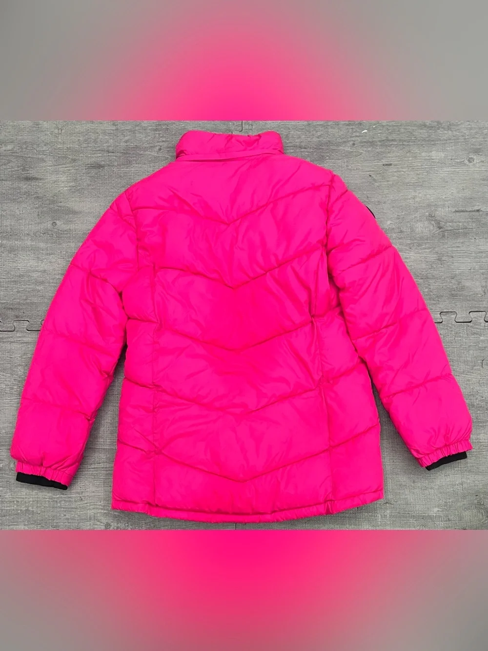 Justice Girls Pink Puffer Jacket Fleece Lined Full Zip XL (16/18)